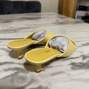 Fashion Nova Yellow Quilted Mules